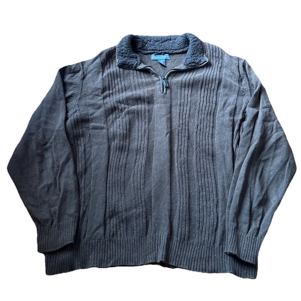 Tricots St.‎ Raphael Sweater Men's Size 2XL Brown Knit Cotton Neck 1/4 Zip
